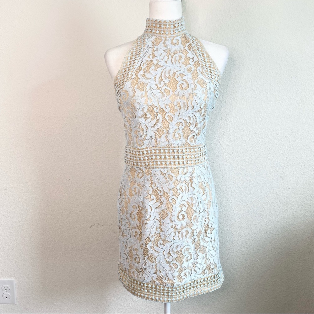 PrettyLittleThing Blue Lace Crochet Mini Dress 10